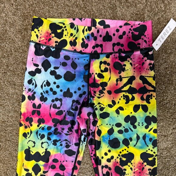 Terez New York Rorschach Leggings Womens Medium Multi Tie Dye Vibrant Rainbow - Picture 2 of 10
